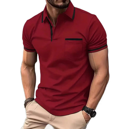 Polo Shirt Men's Short Sleeve Button Lapel Lightweight Turn-down Sport