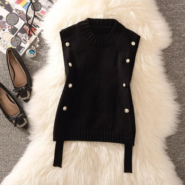 Womens Sweater Vest Knit Sleeveless Retro Y2K Preppy Crop Top Spring