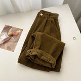 Retro High Waist Cordhose Hose Korean Fashion Baggy All Match Schwarze Hose