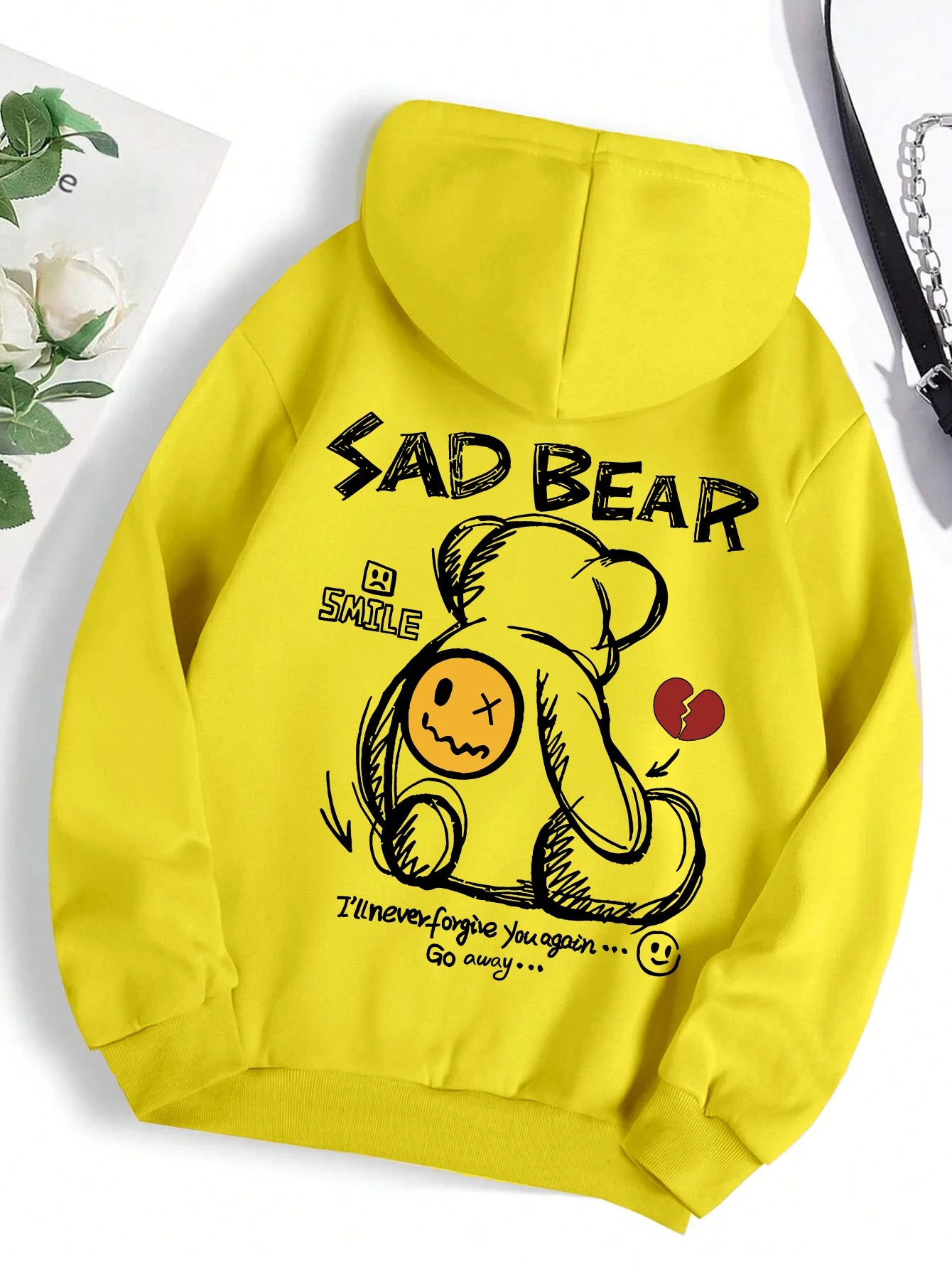 Funny Bear Cartoon Hoodie Women Fleece Casual Top