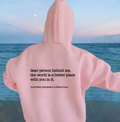 Hoodie With Words on Back Unisex Trendy Aesthetic Pullover Vintage