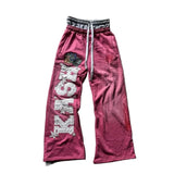 Retro Printed Patch Sweatpants