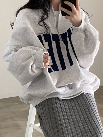 Hoodies Frauen Koreanische Übergroßen Sweatshirts Lose Beiläufige O-ansatz