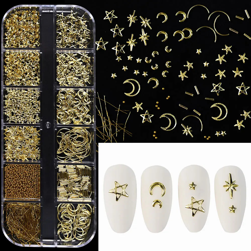 Gold Metallic Nail Art Decorations