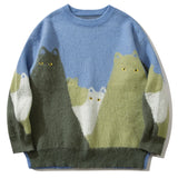 Funny Knitted Cat Embroidery Sweater Fashion Winter