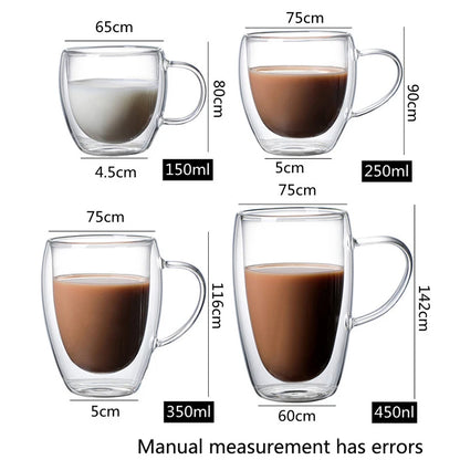 150/250/350/450ml Heat Resistant Double Wall Coffee Cup