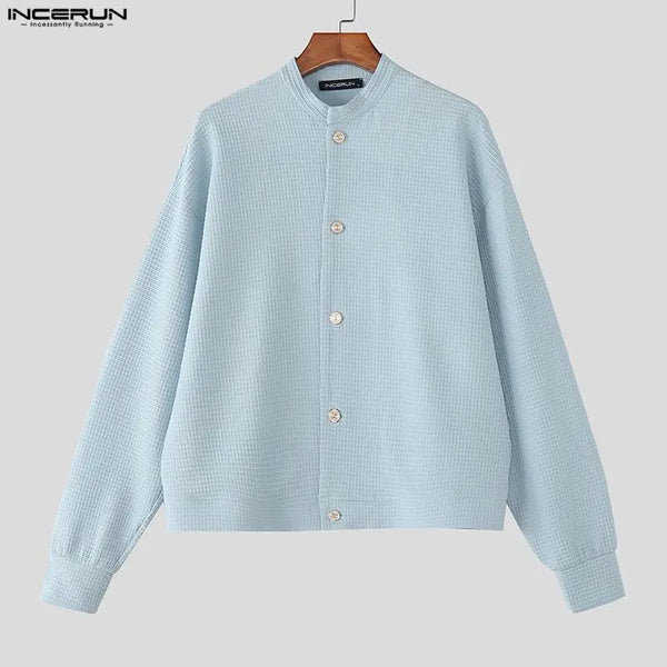 Mens Stand Collar Button Down Jacket Oversized Streetwear Coat