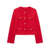 Women's Gold Button Jacket - Long Sleeve Coat Outerwear