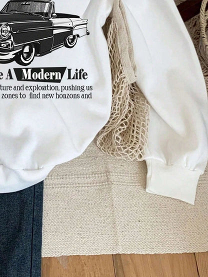 Keep Classic Alive And Car Printing Hoodies Women Autumn Casual Fashion