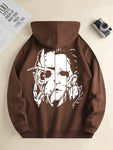 Men Face Print Hoodie with Kangaroo Pocket