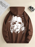 Men Face Print Hoodie with Kangaroo Pocket