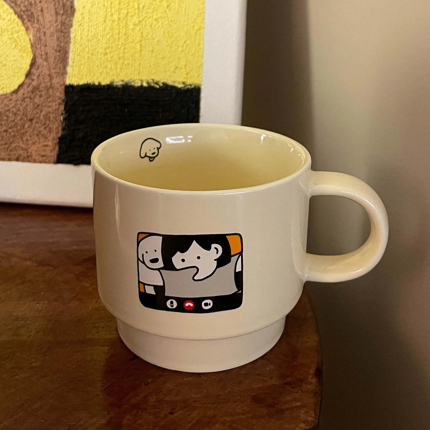 Vintage Cartoon Hund Kaffeetasse Ins Hohe Schönheit Creme Becher