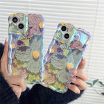 Phone case for iphone Retro oil painting Blu-ray flowers
