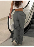 Damen-Cargohose im Y2K-Stil mit Baggy, Kordelzug und niedriger Taille
