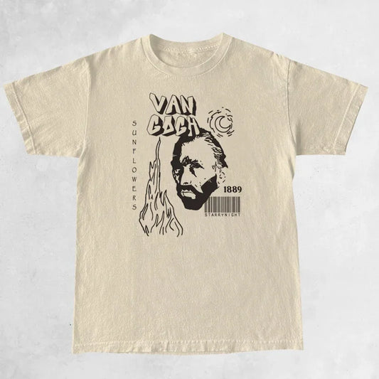 Sunflower Starry Night Tee Van Gogh Vintage Art Women T-Shirt