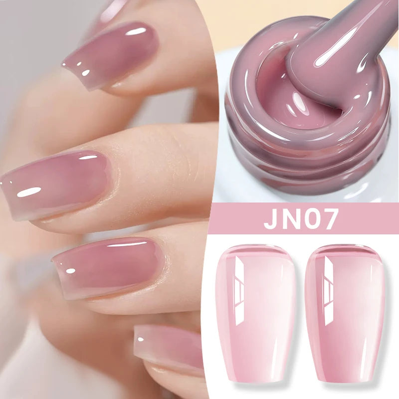 Jelly Nude Gel Nail Polish 10ml Light Pink Peach Translucent Color UV
