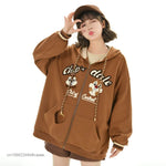 Hoodies Y2k Preppy Style Pullovers Student Plush Tops Cartoon Sweet Loose Sweatshirt