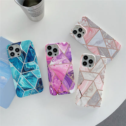 Electroplated Marble Phone Case For iPhone  Soft Silicon Back Cover Bumper