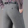 Men Fleece Lined Wool Dress Pants High Waist Winter Business Slacks