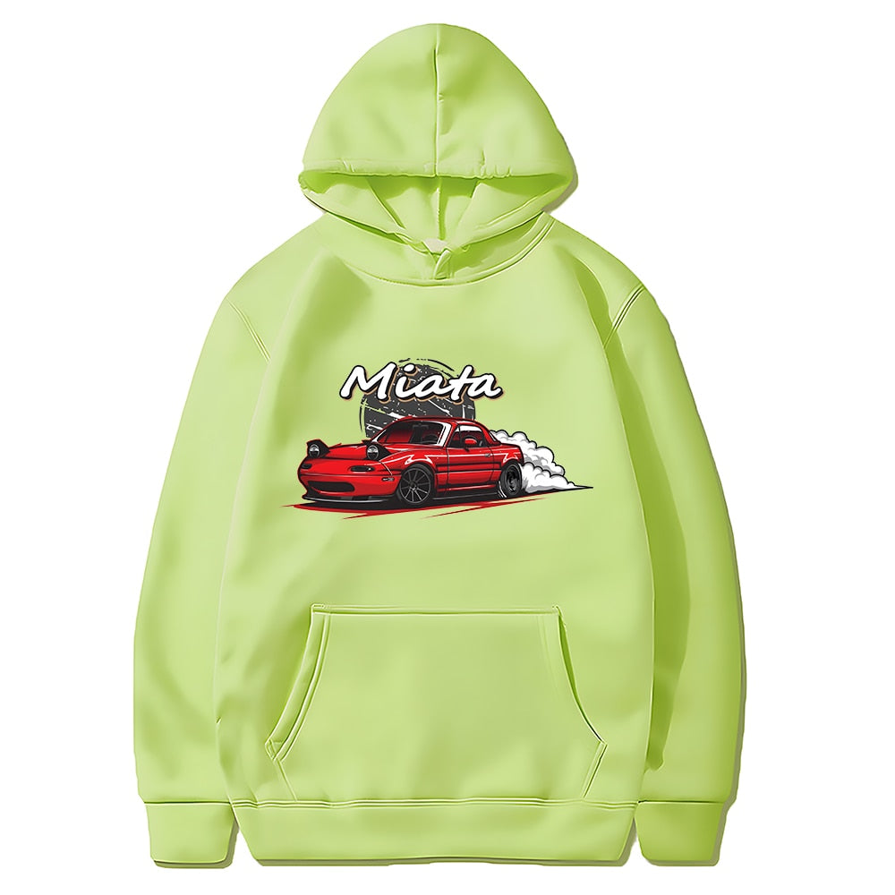 Men Hoodies Japanese Anime Print Car Streetwear Casual