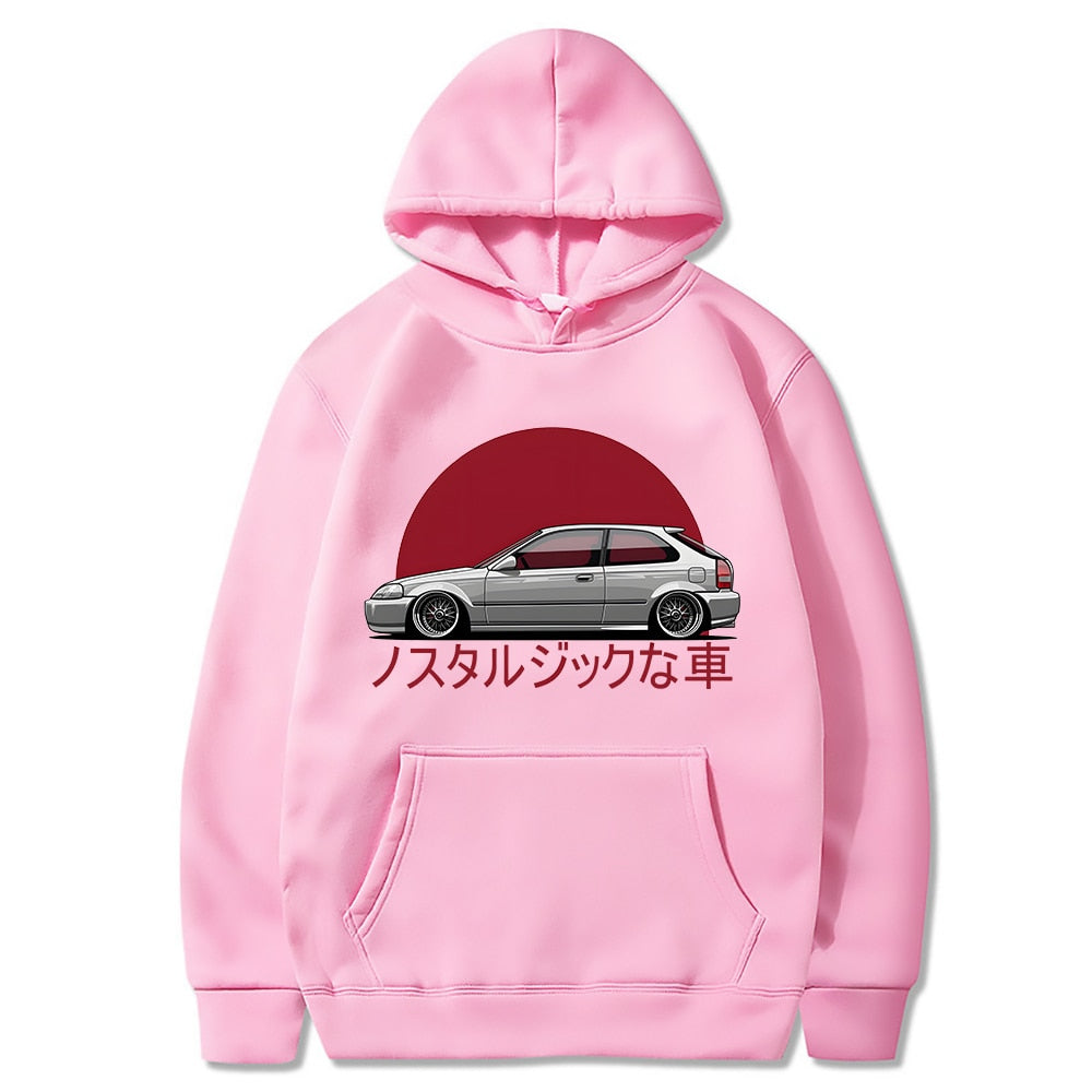 Men Hoodie Car Jdm Japanese Streetwear Pullover