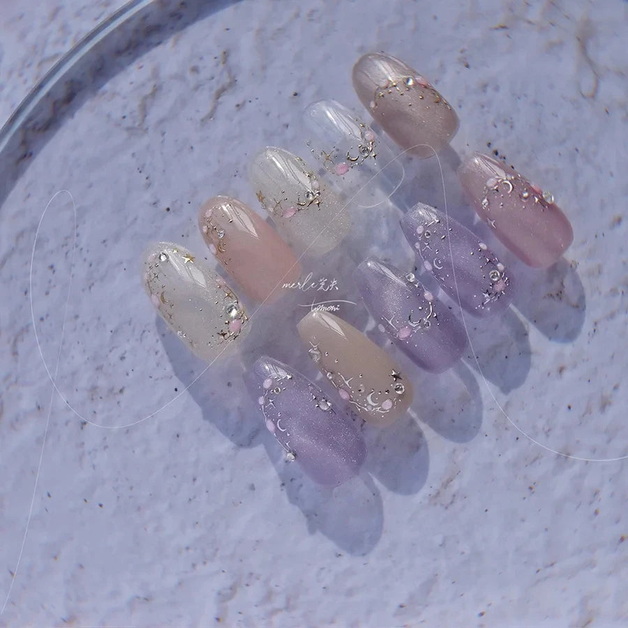 Crystal Star Embossed Pattern Design Nail Deco Sticker Kawaii Nail Decals