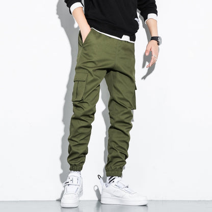 Men Cotton Cargo Pants Plus Size Sports Drawstring Fashion Casual