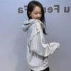 Autumn Women’s Gray Pearl Hoodie Coat Stylish Loose Fit Casual Cardigan
