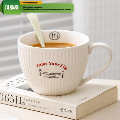 Large Capacity Breakfast Mug Ceramic Mug Coffee Oatmeal Milk Mug Microwaveable