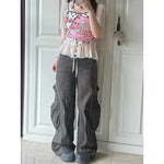 Women Autumn Brown Baggy Jeans Vintage Cowboy Pants