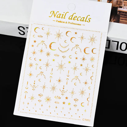 3D Gold Heart Nail Art Stickers