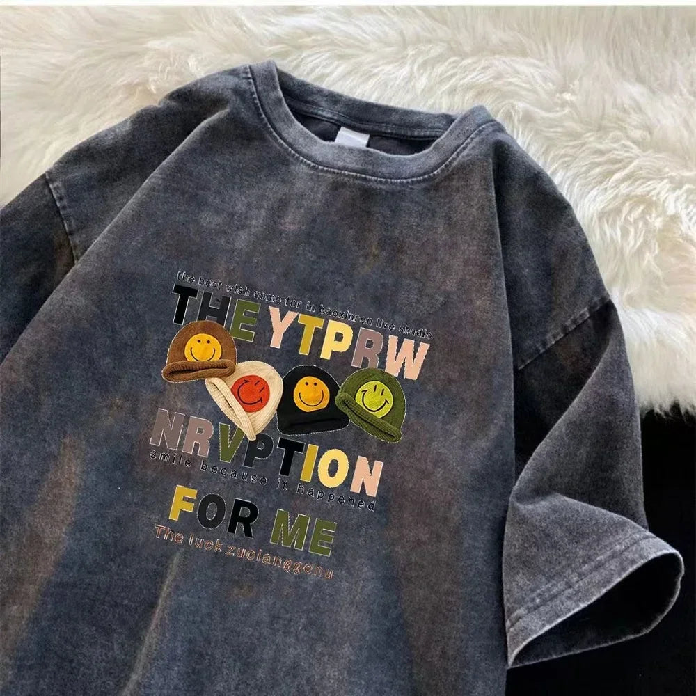 Men's Cartoon Print Summer T-Shirt Breathable Trendy Graphic