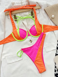 Asymmetric Halter Bikini: 2-Piece Splicing Swimwear