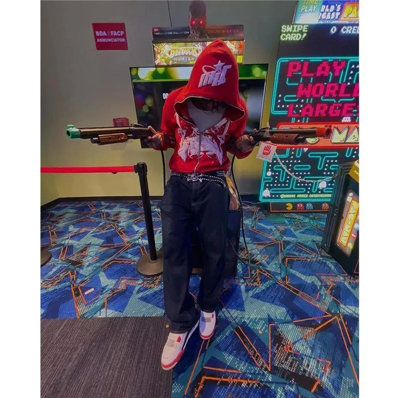 Y2K Cartoon Print Hoodies Women High Street Harajuku Vintage Oversized