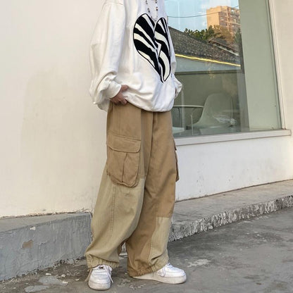 Baggy Khaki Cargo Pants For Men Vintage Loose Casual Autumn Japanese Hip Hop Retro