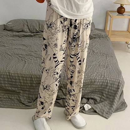Pajama Pants Woman Cartoon Moe Cat Big Battle Pajama Trousers