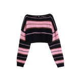 Sweater Korean Style Women Striped Jumper Vintage Long Sleeve