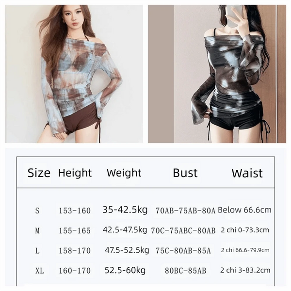 Three Piece Mesh Bikini Set Tummy Control Split Bottom Swimsuit