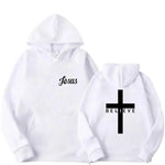 Men's Believe Cross Jesus Printed Hoodies Man