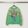 Washed Green Hoodie Unisex Zip Up Cartoon Print Sweatshirt Jacket