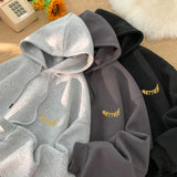 Letter Print Fashion Hoodies Autumn Winter Streetwear Casual Loose Pullovers