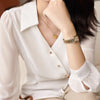 Womens Half Button Shirt Collar Long Sleeve Work Blouse Casual Top