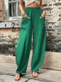 High Waisted Women's Harem Pants with Pockets Casual Beach Baggy Trousers