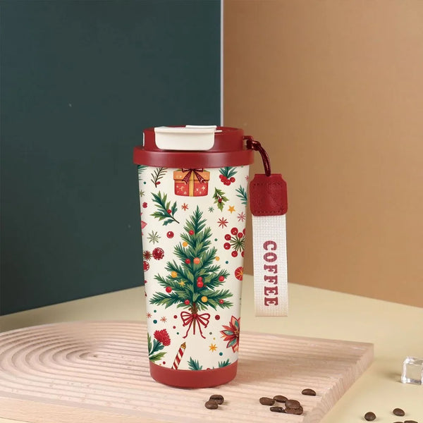 Festive 530ml Insulated Travel Coffee Mug 316 Steel Xmas Gift Tumbler
