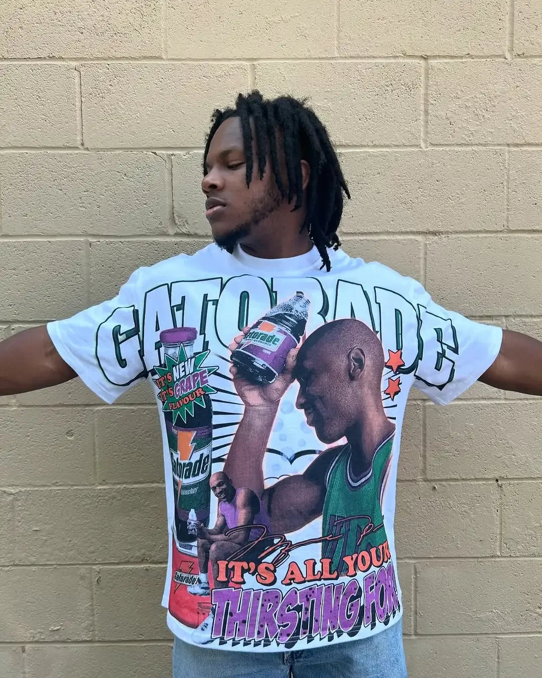 American Letter Graffiti Cotton T-Shirt Men’s Casual Sports Streetwear