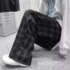 Mens Checkered Wide Leg Pants Oversized Plus Size Casual Joggers