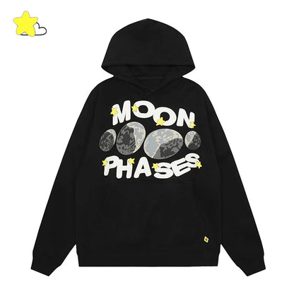 Men's Casual Foam Letters Graphic Hoodie High Quality Cotton Black Pullover