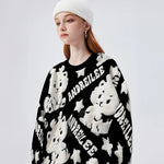 Cartoon Dragon O Neck SweaterLoose Pullover Winter