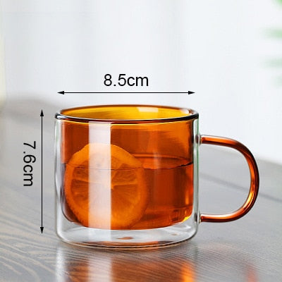 250ml Double-layer Glass Water Cups Wine Drinking Tumbler