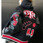 Retro-gestickte American High Street Baseballjacke für Damen